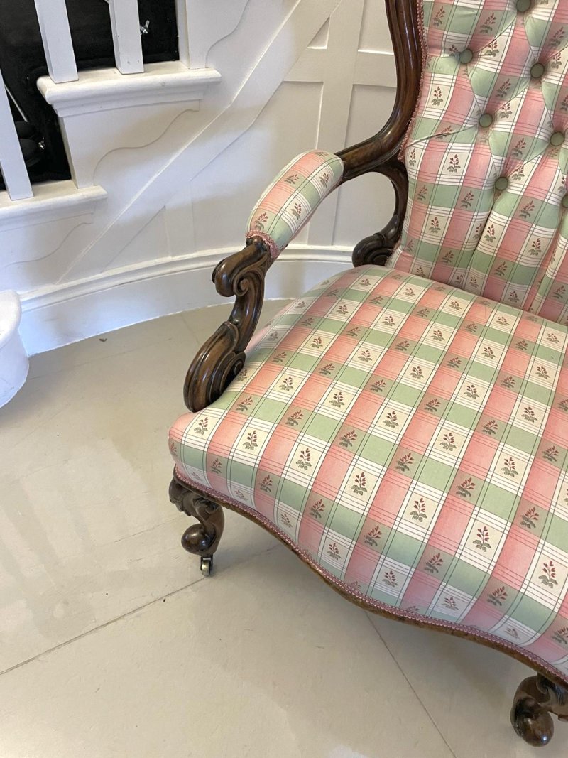 Antique Victorian Quality Carved Walnut Armchair - Image 13